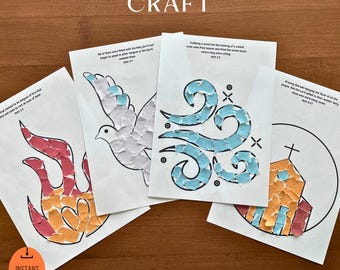 Pentecost Torn Paper Craft for Toddlers, Coloring Paper Craft, Holy Spirit Kids Bible lesson, Tongues of fire Activity, Christian Preschool