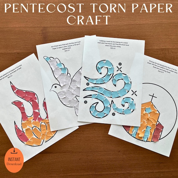 Pentecost Torn Paper Craft for Toddlers, Coloring Paper Craft, Holy Spirit Kids Bible lesson, Tongues of fire Activity, Christian Preschool