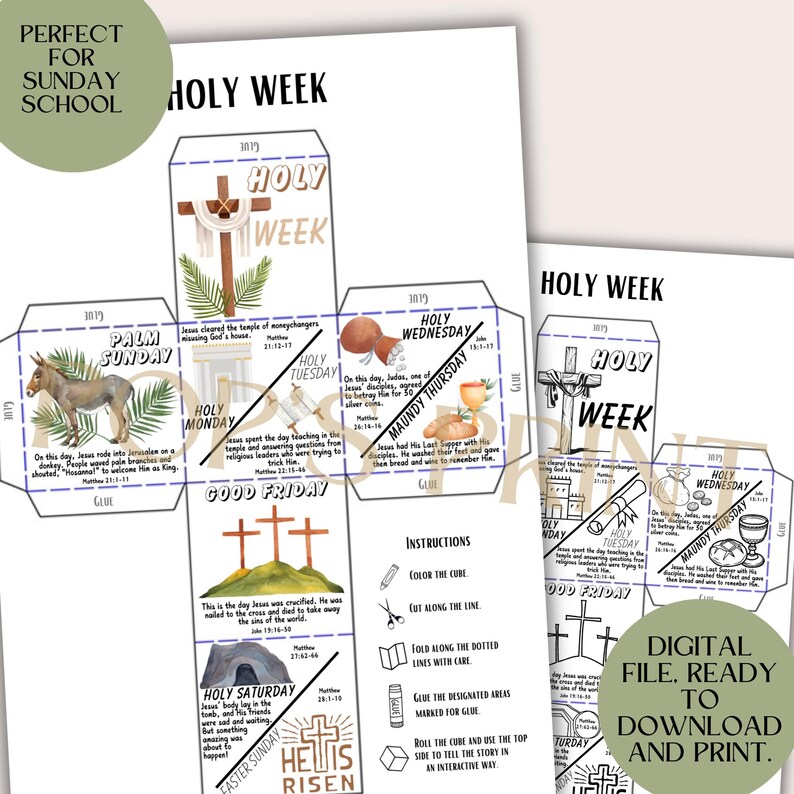 Holy Week Box Craft Holy Week Cube Craft | Sunday School Easter Bible Activity (digital ...