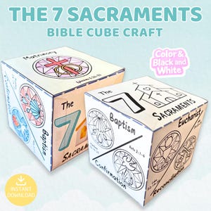 Seven Sacraments Cube Craft, Catholic Bible Activity (Digital Download)