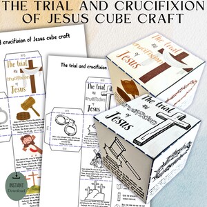 The trial and crucifixion of Jesus story for kids| Cube craft| Printable Sunday school Bible activity| Paper craft| Holy week lesson
