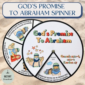Printable God’s Promise to Abraham Coloring Spinner Wheel | Sunday School Craft | Kids Ministry Activity | Abraham Bible Activity for Kids
