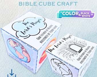 Lord's Prayer Cube Craft - Printable Activity, Sunday School Lesson (Digital Download, Spanish Version Included)