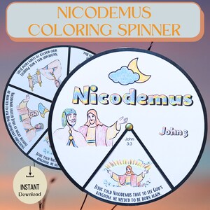 Printable Nicodemus Coloring Spinner Wheel | Nicodemus Sunday School ...