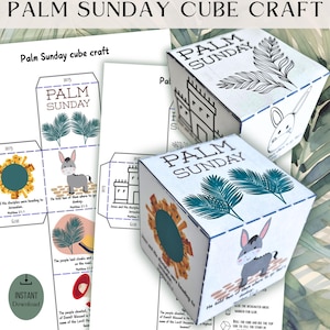 Palm Sunday Cube craft| Printable Sunday school Bible activity| Game| Paper craft| Triumphal entry DIY| New Testament lesson| Digital file