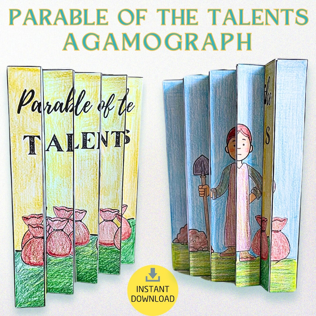 印刷可能なタラントのたとえ話のアガモグラフ、日曜学校の工作と聖書のアクティビティ、すぐにダウンロードできる塗り絵テンプレート、ホームスクールのマタイ伝25章  - Etsy 日本, image size:1080x1080