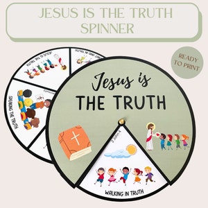 Printable Jesus is the Truth Spinner Wheel, Jesus Bible Spinner Craft, Sunday School Activity, Kids Ministry Craft, Bible Activity for Kids