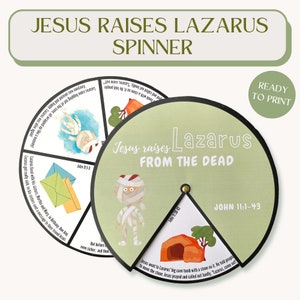 Printable Jesus Raises Lazarus Spinner Wheel | Lazarus Craft | Sunday School Craft | Kids Ministry Craft | Bible Activity for Kids
