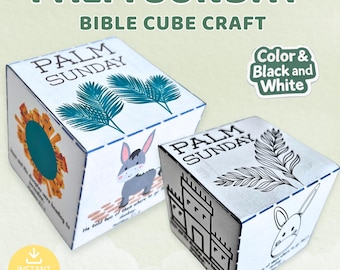 Palm Sunday Cube Craft |Sunday School Bible Lesson & Easter Activity (Digital File)