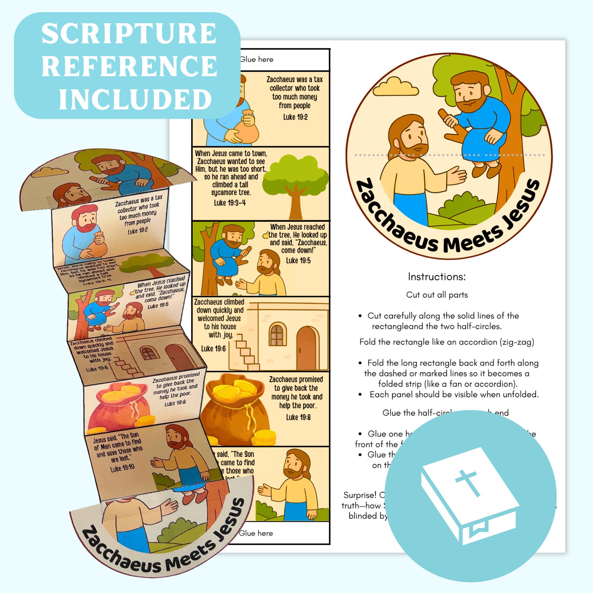 Zacchaeus Meets Jesus Craft – Printable Folding Booklet (PDF) - Etsy