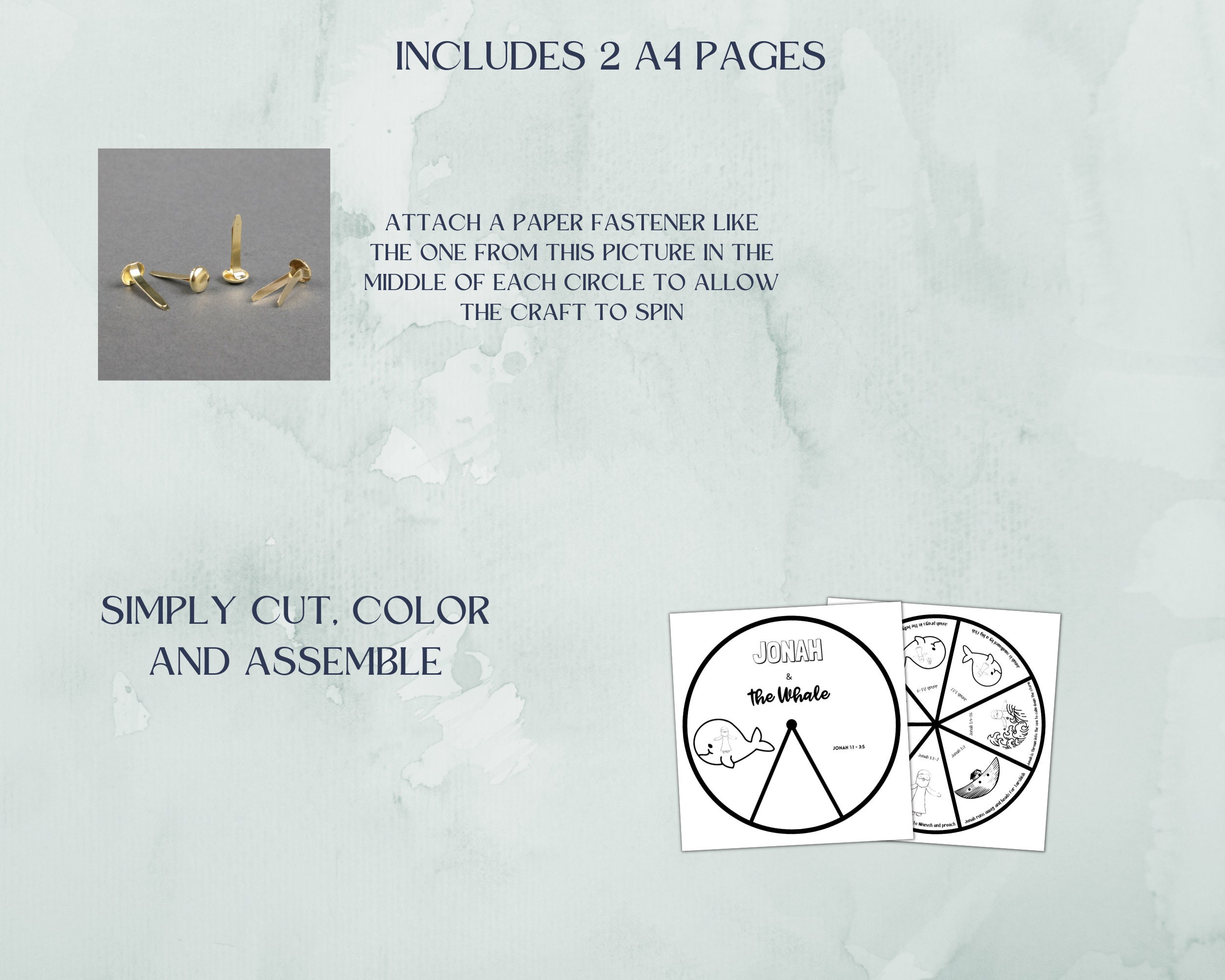Jonah and the Whale Coloring Spinner Wheel | Bible Craft (digital ...