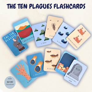 Tarjetas didácticas de las diez plagas/ Actividad de las diez plagas/ Lecciones bíblicas para niños/ Hojas de trabajo del Antiguo Testamento/ Actividades de educación en casa/ Imprimibles