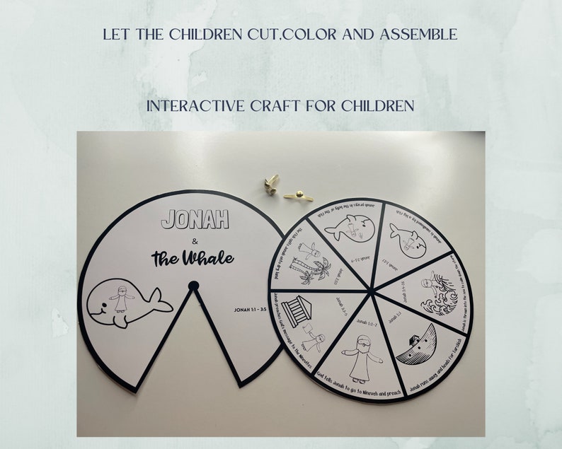 Jonah and the Whale Coloring Spinner Wheel | Bible Craft (digital ...