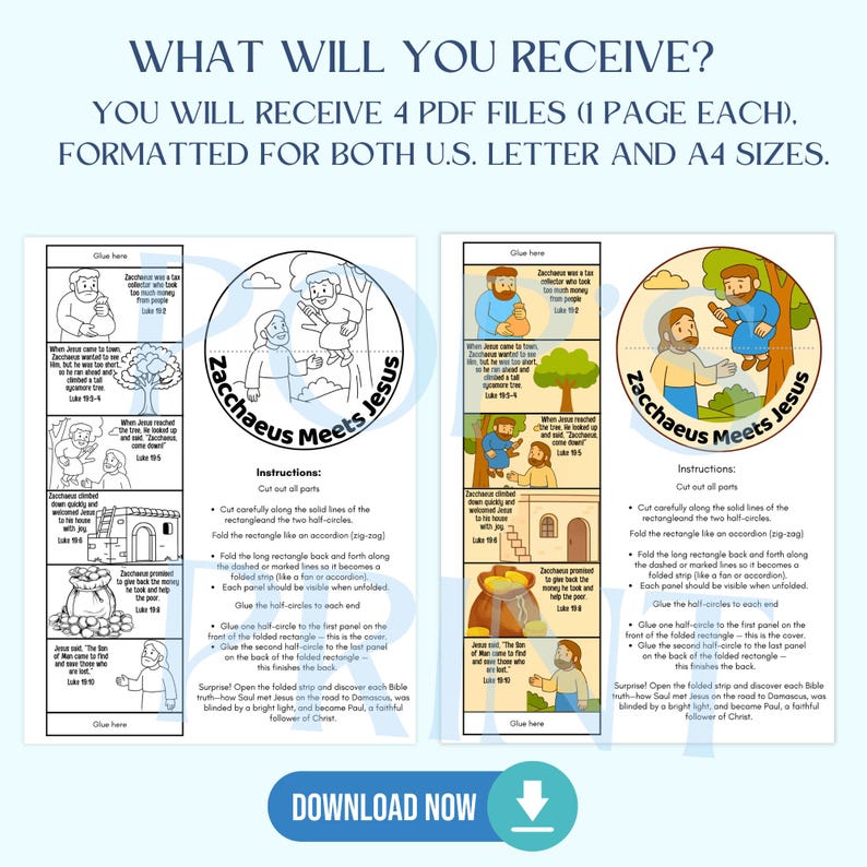 Zacchaeus Meets Jesus Bible Craft – Printable Folding Surprise Booklet ...