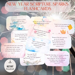 Neujahrskarten | Druckbare Bibelverse Karteikarten für die Sonntagsschule | Ermutigung Januar Schrift & Gebetskarten