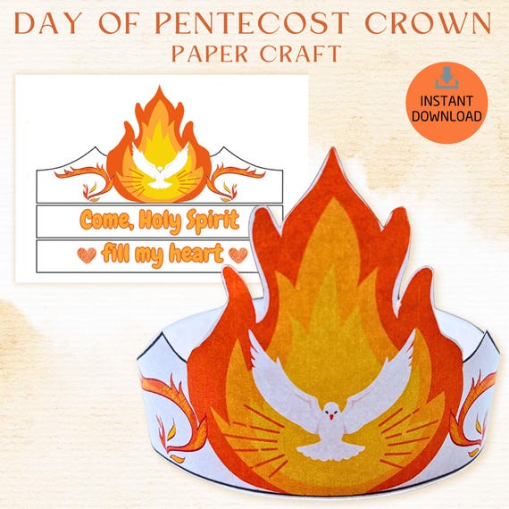 Printable Day of Pentecost Crown, Sunday school craft, Pentecost Coloring Pages, Holy Spirit Craft, Bible Activity for kids Christian craft