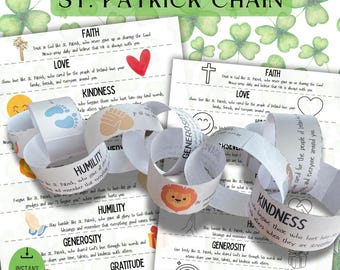 St. Patricks Tag Kettenhandwerk | St. Patrick Kinderaktivität | Kleeblatt | Sonntagsschule druckbar | Dreifaltigkeit DIY | Bibel-Lernspiel| 3D Handwerk
