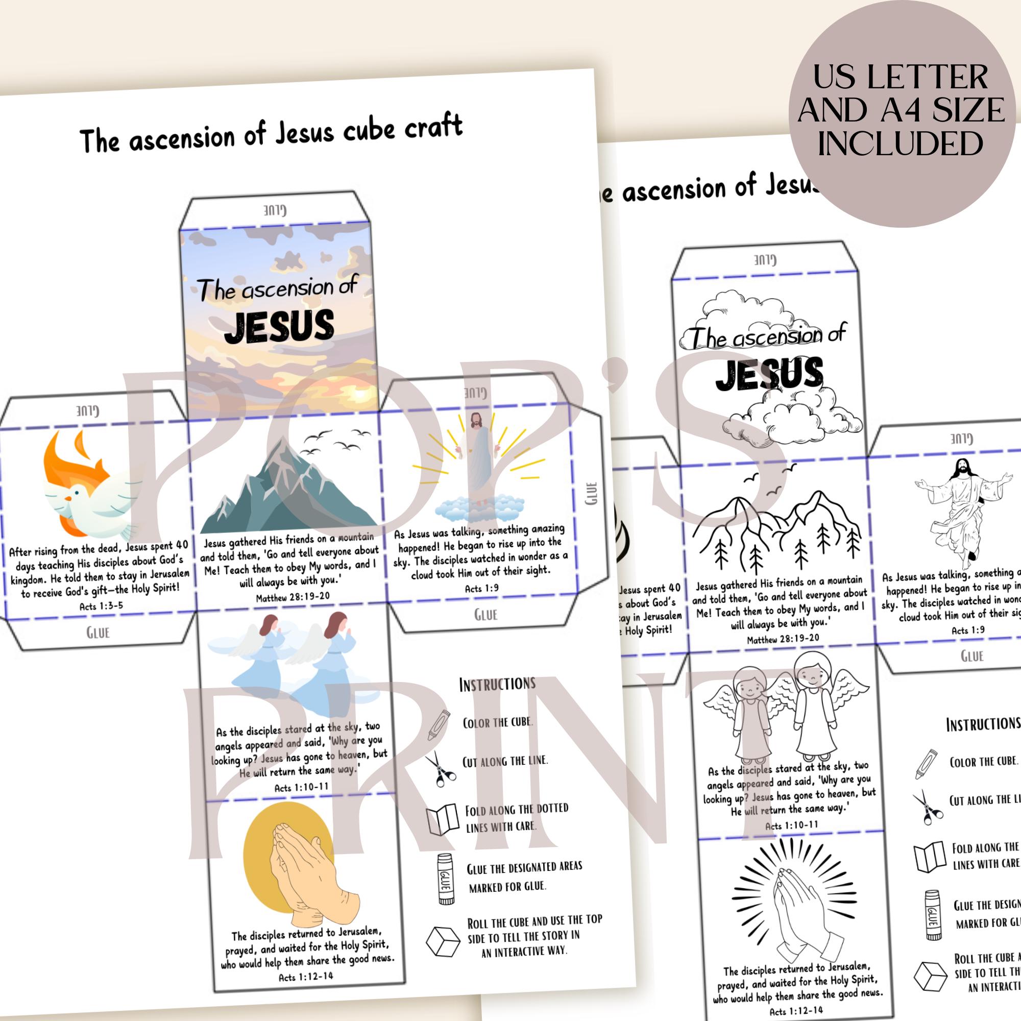 Jesus Ascension Cube Craft for Kids | Printable Sunday School Bible ...