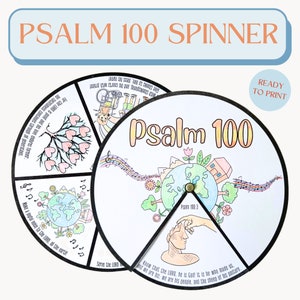 Printable Psalm 100 Coloring Spinner Wheel, Sunday School & Kids Ministry Craft, Gratitude Bible Activity for Kids, Memorize Psalms