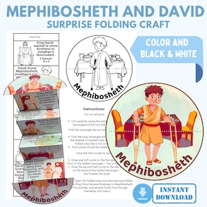 Mephibosheth Craft | Sunday School Activity for Kids | David and Mephibosheth Bible Coloring Booklet and Lesson