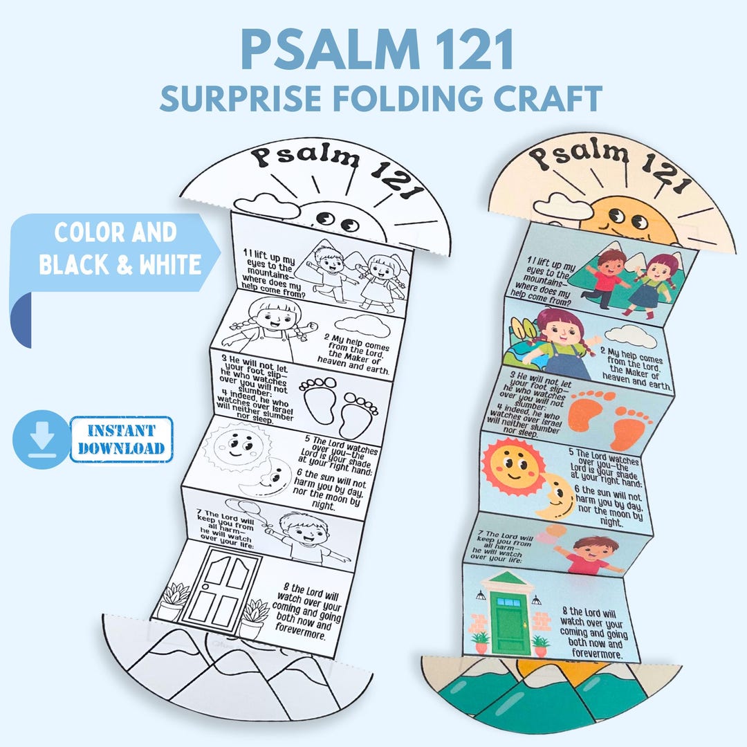 Psalm 121 Bible Craft | Folding Surprise Printable Coloring Booklet for ...