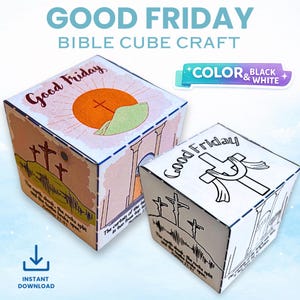 Good Friday Paper Cube Craft | Sunday School Activity (Digital Download)