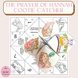 Sunday School Craft - The Prayer of Hannah Coloring Cootie Catcher Printable Kids Ministry Activity, Homeschool Bible Verse Project