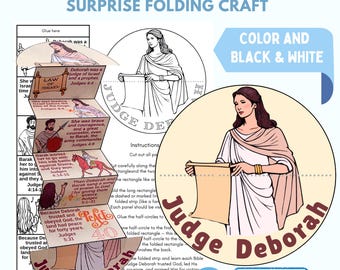 Judge Deborah Bible Craft for Kids – Printable Christian Folding Surprise Booklet, Sunday School and Homeschool Women of Faith Activity PDF