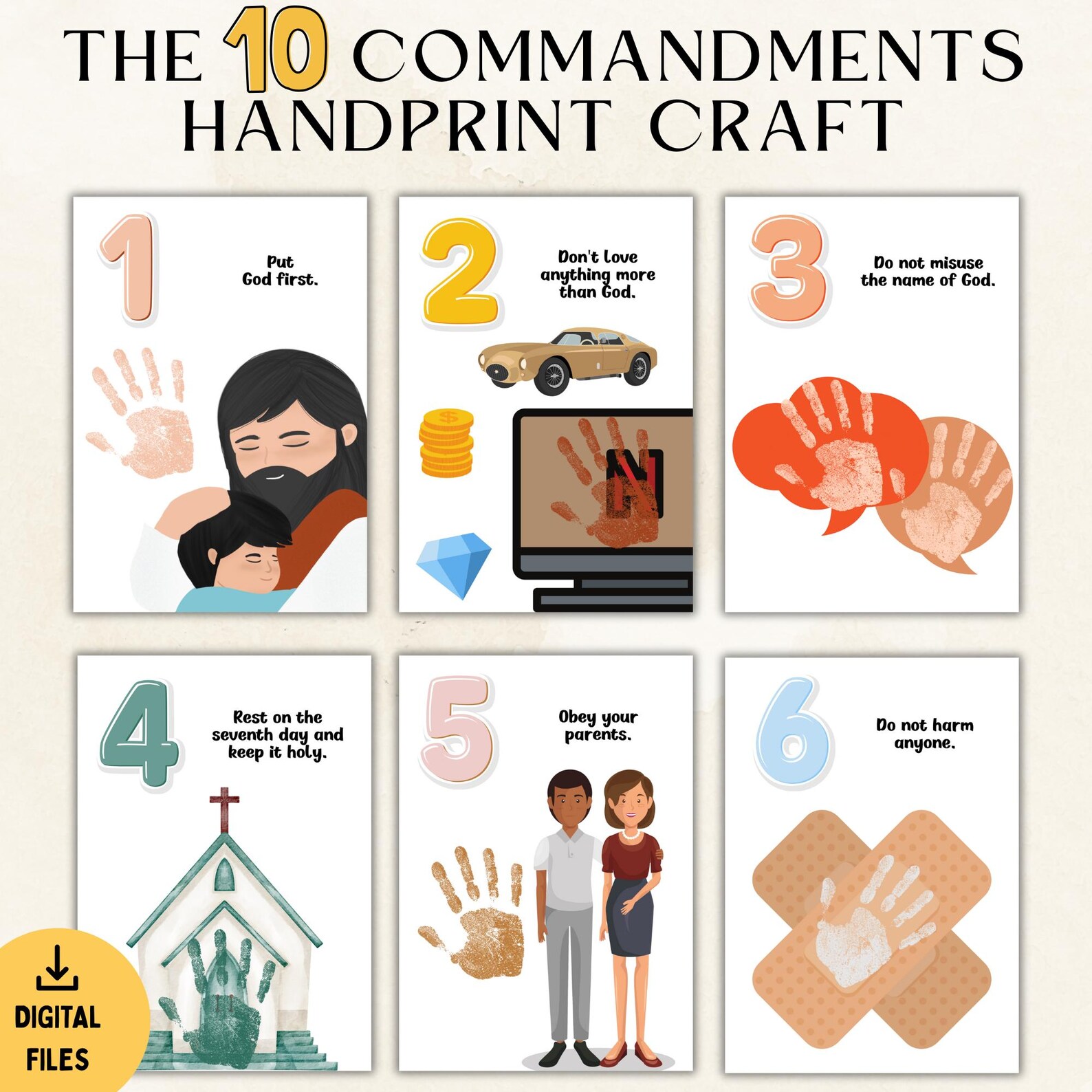 The Ten Commandments Handprint Craft| 10 Commandments Story| Sunday ...
