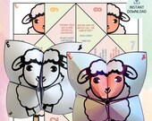 Printable Easter Sunday School Craft: Lamb of God Coloring Cootie Catcher, Kids' Ministry Easter Activity Homeschool Project Easter Q&A Game
