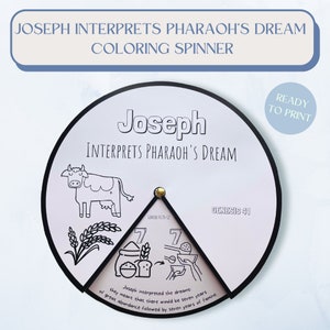Joseph Interprets Pharaoh&#39;s Dream Coloring Spinner Wheel| Sunday School Craft| Joseph Bible Lesson| Printable Bible Activity