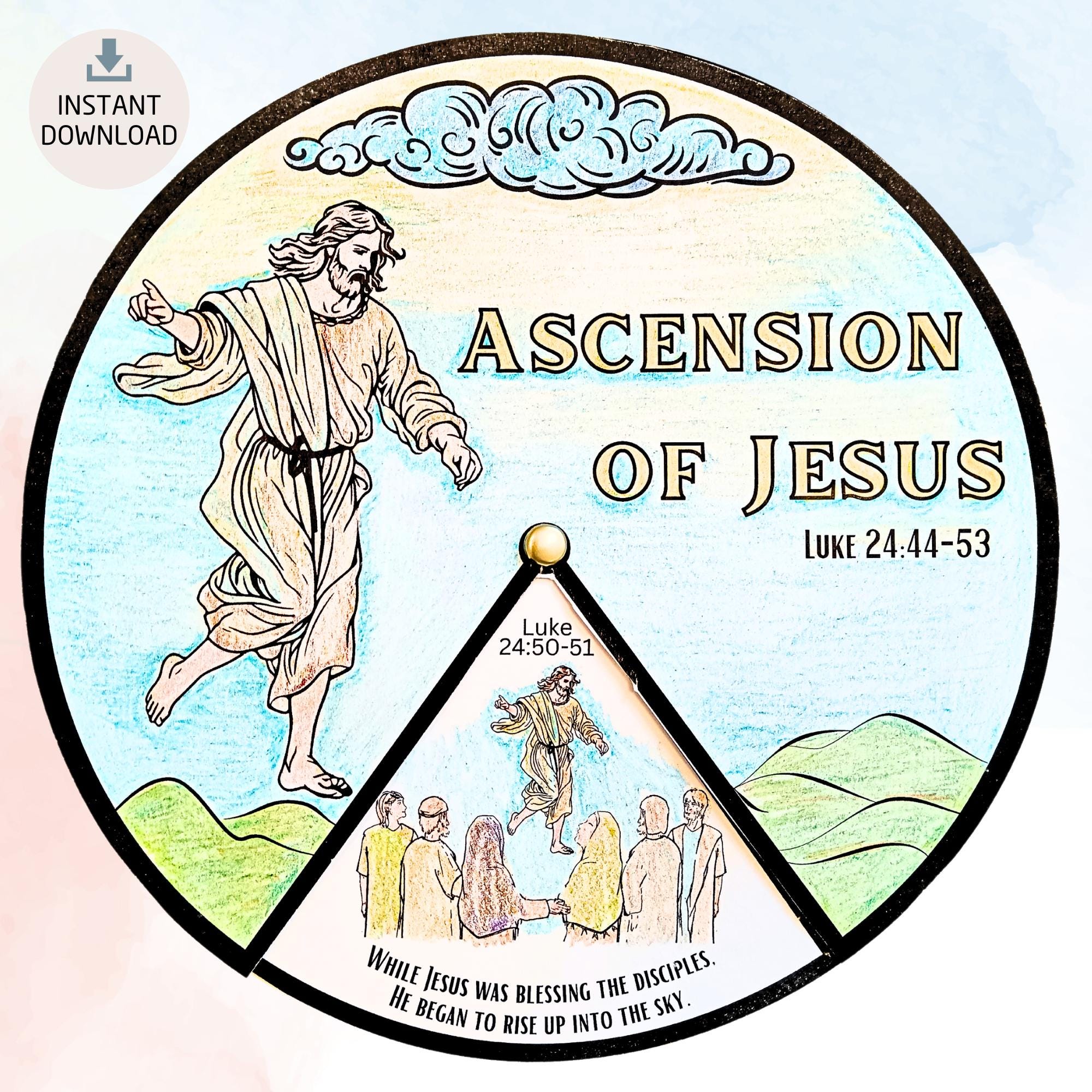 Printable Ascension of Jesus Sunday School Craft, Coloring Spinner ...