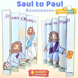 Saul to Paul Agamograph Craft – Sunday School Bible Coloring Activity (Digital Download)