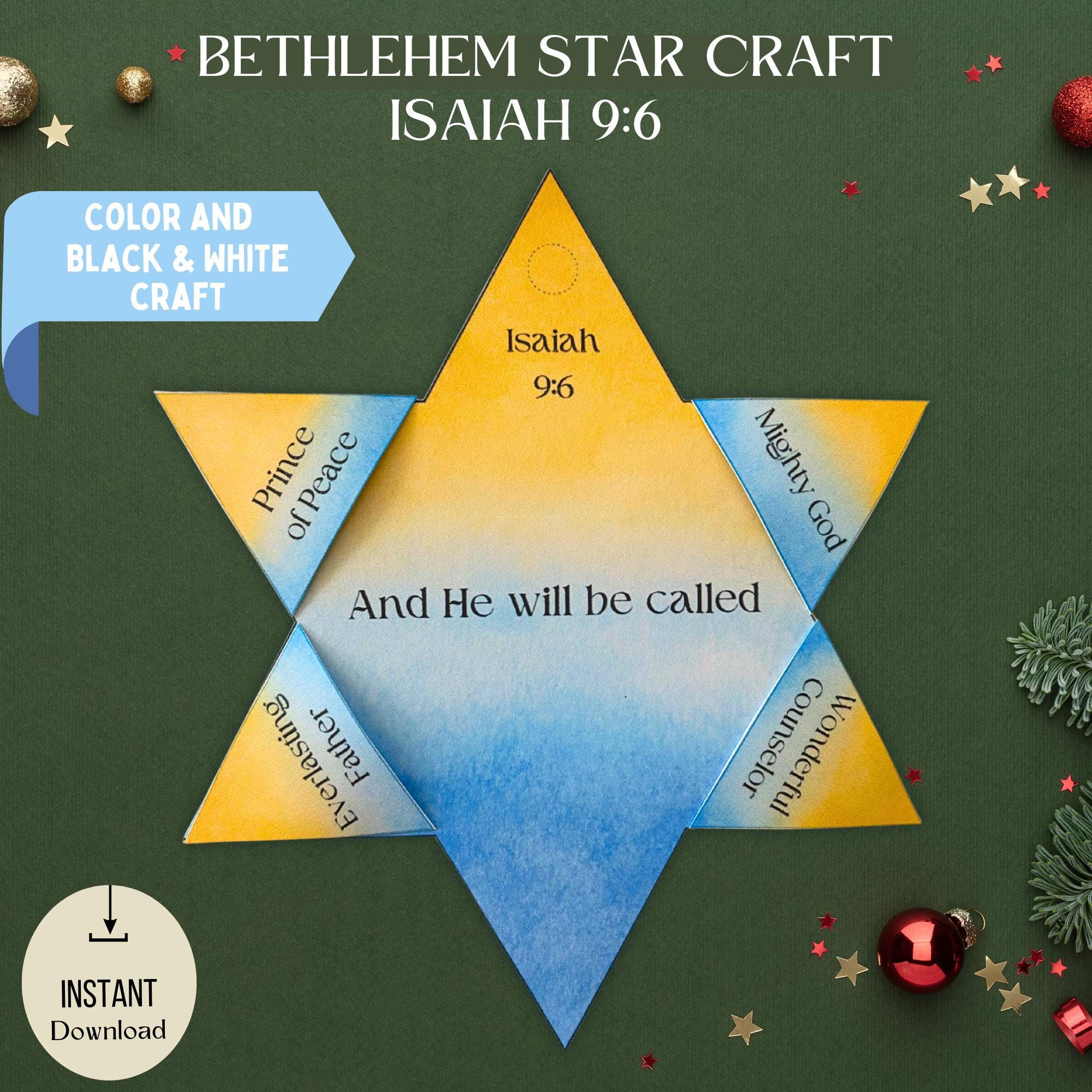 Bethlehem Star Craft, Sunday School Advent Activity, Printable…