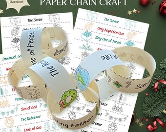 Names of Jesus 3D Paper Chain Garland Craft Printable Christmas Activity for Kids, Nativity Paper Chain, Sunday School Craft, Advent Project