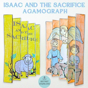 Printable Isaac and the Sacrifice Agamograph – Sunday School Craft & Abraham’s Obedience Bible Story Coloring Activity, Instant Download PDF
