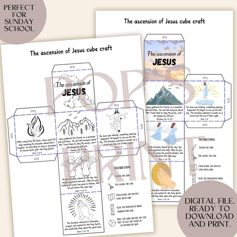 Jesus Ascension Cube Craft for Kids | Printable Sunday School Bible ...