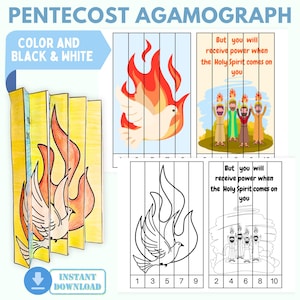 Printable Pentecost Agamograph Craft – Day of Pentecost Sunday School Activity for Kids, Holy Spirit Coloring Page, Homeschool Project PDF
