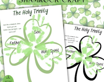 St. Patrick's day kleeblatt handabdruck handwerk| St. Patrick Kinder Kunst Aktivität | Die Heilige Dreifaltigkeit für Kinder | Sonntagsschule druckbar | Bibel DIY