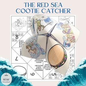 Printable Crossing the Red Sea Cootie Catcher Sunday School Craft, Bible Activity for Kids Exodus Moses and Israelites’ Journey Out of Egypt