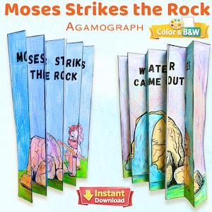Moses Strikes the Rock Agamograph Craft, Sunday School Bible Story Activity (Digital Download)