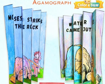 Moses Strikes the Rock Agamograph Craft, Sunday School Bible Story Activity (Digital Download)