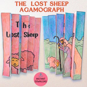 Printable “The Lost Sheep” Agamograph – Sunday School Craft, Instant Download Bible Story Activity & Church Coloring Template