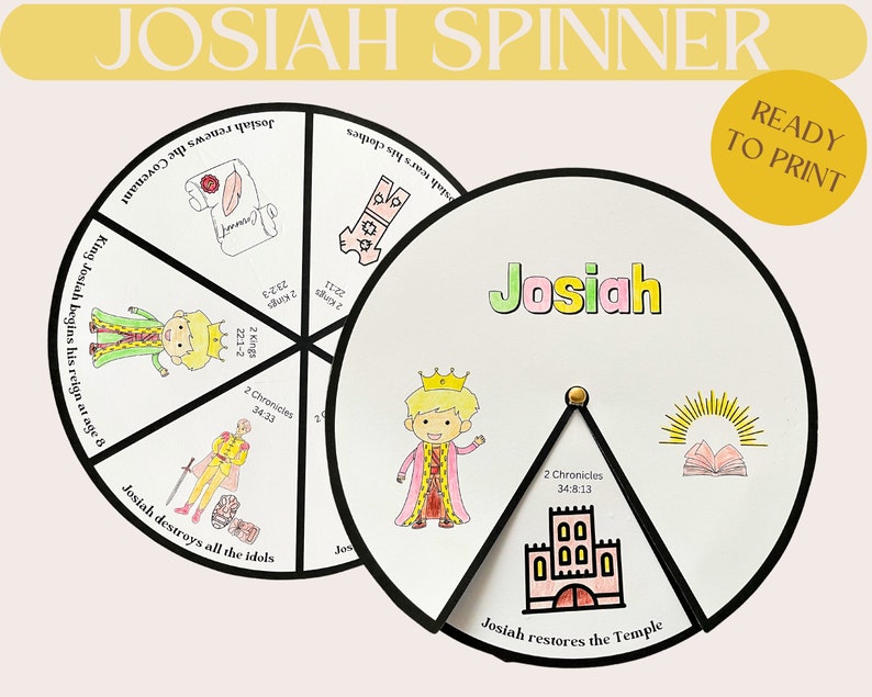 The Story of Josiah Coloring Spinner Wheel Josiah Craft - Etsy