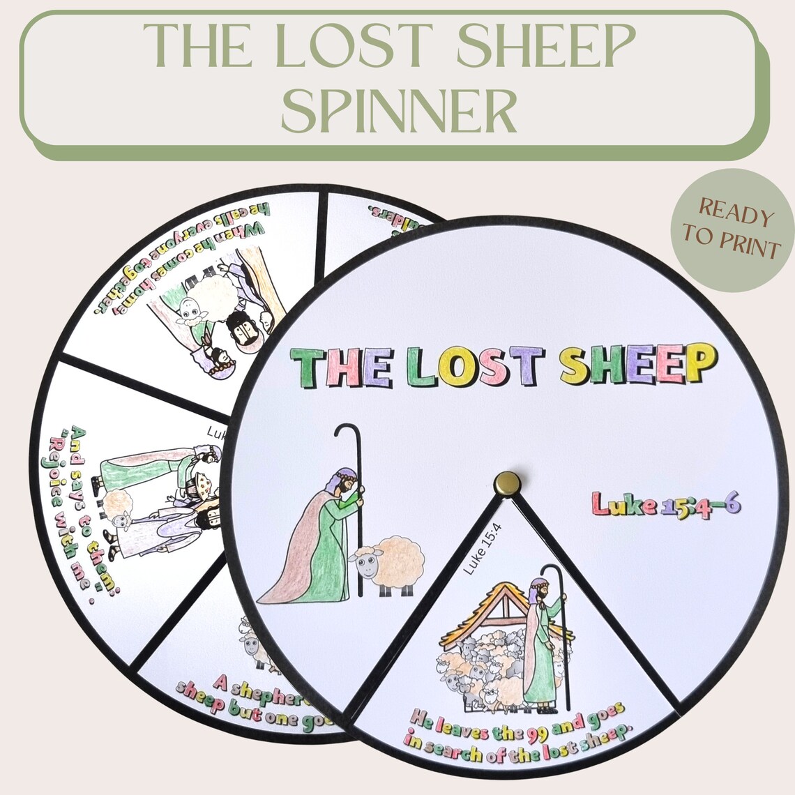 The Lost Sheep Coloring Spinner Wheel the Lost Sheep Craft - Etsy