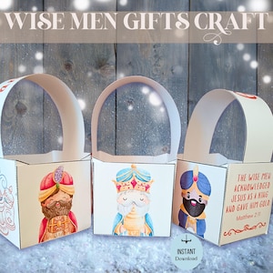 Printable Wise Men Gifts Craft, Nativity 3D Activity, Sunday School & Kids Ministry Magi Craft, Homeschool Advent Worksheet Epiphany Project