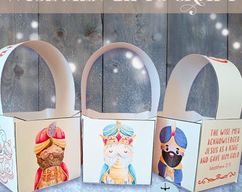 Printable Wise Men Gifts Craft, Nativity 3D Activity, Sunday School & Kids Ministry Magi Craft, Homeschool Advent Worksheet Epiphany Project