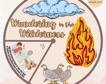 Sonntagsschule Basteln Wandering in the Wilderness Färbung Spinnerrad Printable Kids Ministrierung Bibelaktivität Moses führt Israel nach Canaan