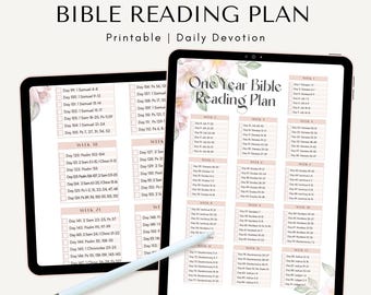 Printable Annual Chronological Bible Reading Plan: One-Year Bible Tracker for Women with Daily Study Notes - Instant Download