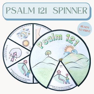 Printable Psalm 121 Coloring Spinner Wheel | Psalm 121 Sunday School Craft | Kids Ministry Craft | Bible Activity for Kids | Memorize Psalms